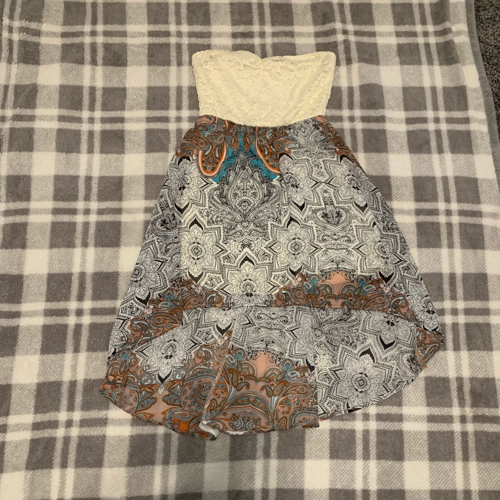 Lace top dress high to low